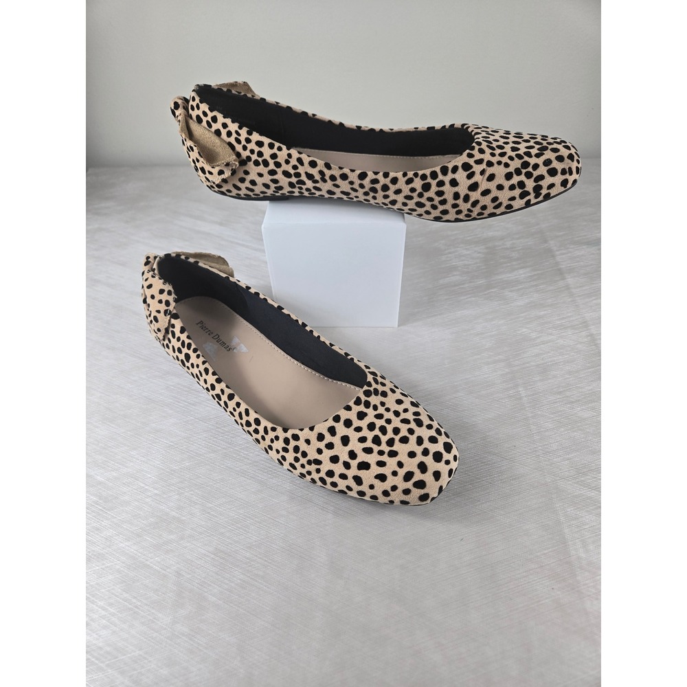 Pierre Dumas Cheetah Print Ballet Flats with Heel Bow Tan‎ Black Size 9M